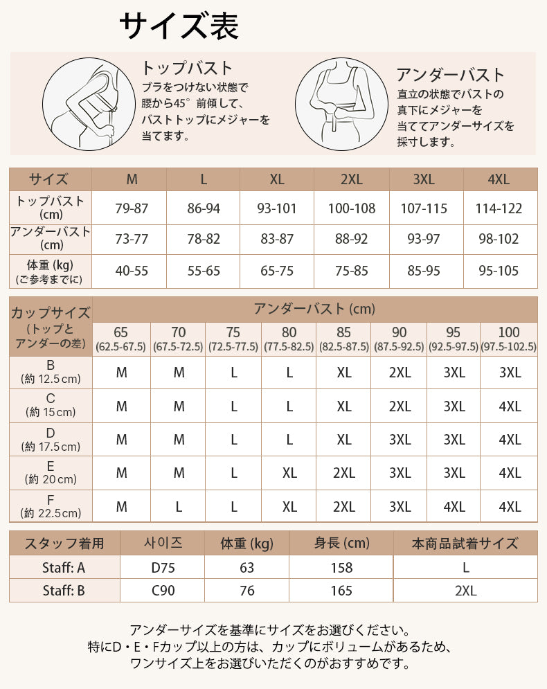 和装ブラジャー ぴったりのサイズを素早く選ぶ VEIMIA