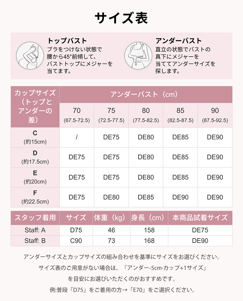 ブラ サイズ選びの参考になるサイズ表 VEIMIA