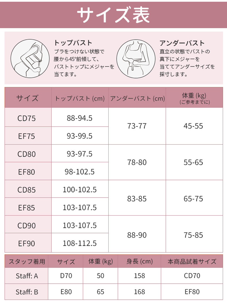 着痩せ ブラ サイズ表 ヴェーミア