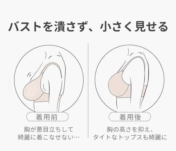 ストラップレスブラ 小さく見せる