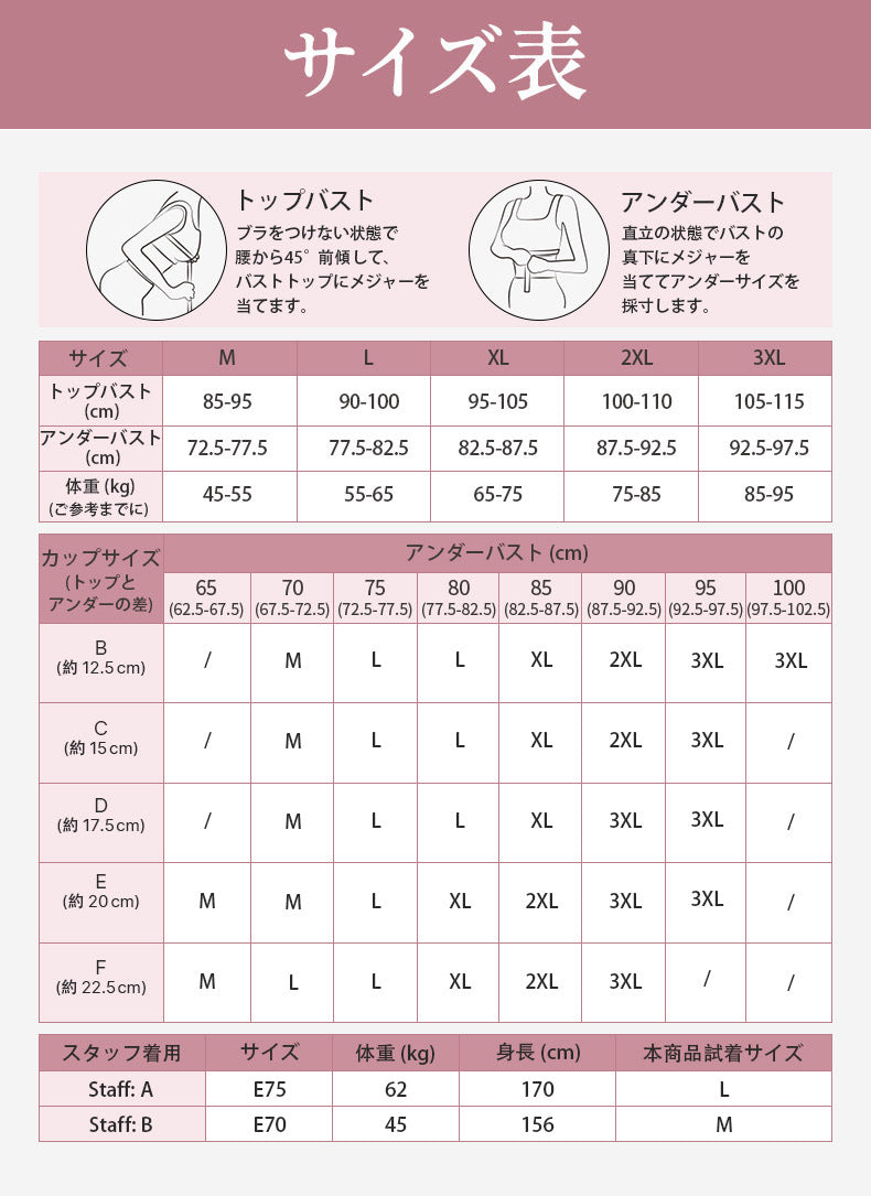 大きい サイズ ブラ サイズ表 ヴェーミア