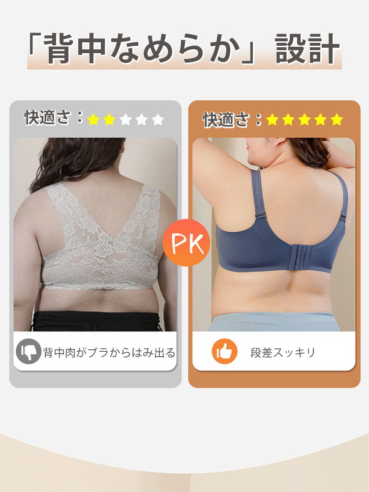 VEIMIA小さく見せるブラ 背中滑らか