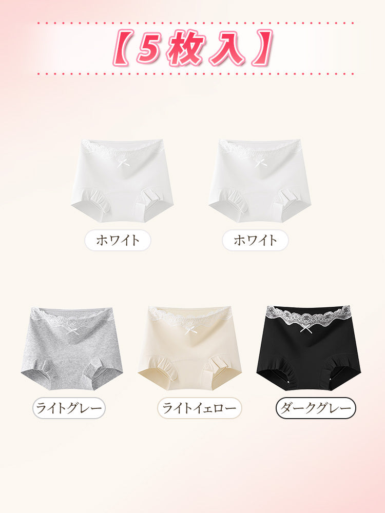 ショーツ かわいい ホワイト&ホワイト&ライトグレー&ライトイェロー&ダークグレー ヴェーミア