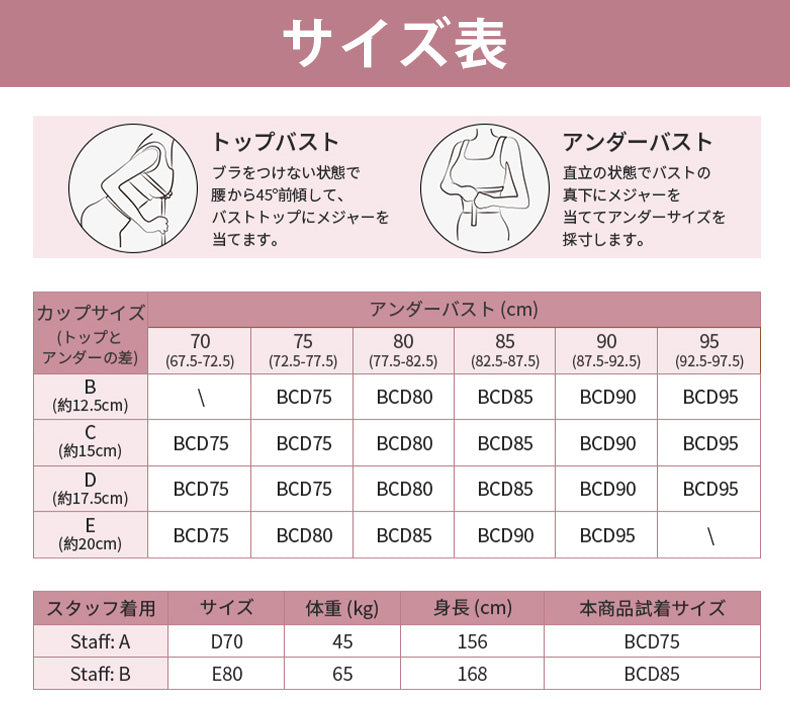 マタニティ ブラ サイズ表 VEIMIA