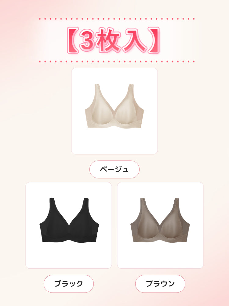 大きい サイズ ブラ 【3枚入】ベージュ&ブラック&ブラウン ヴェーミア