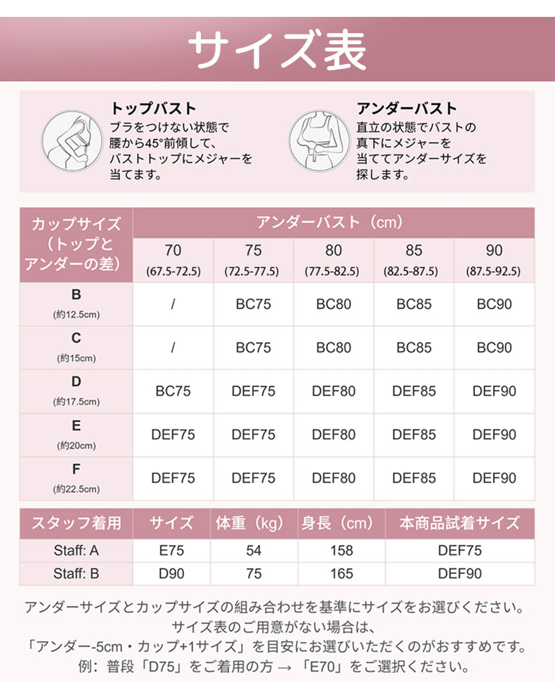 大きい サイズ ブラ サイズ表 VEIMIA