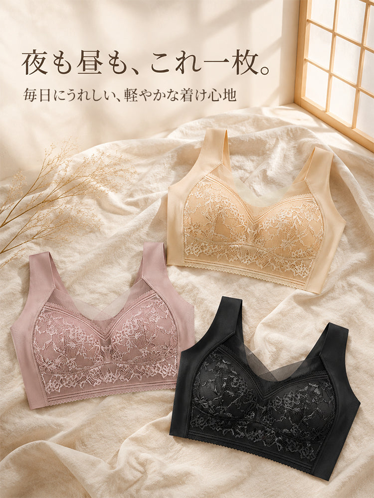 レースブラ 昼夜を問わず軽やかに着られる三色展開 VEIMIA