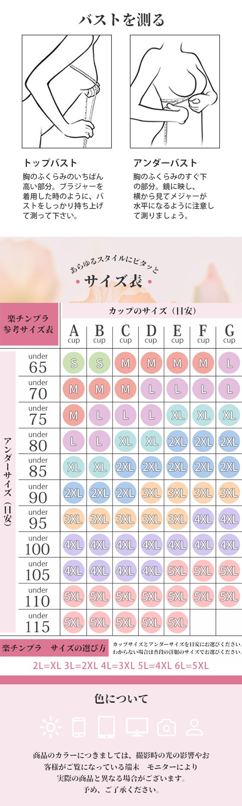 乳癌術後ブラ サイズ表 ヴェーミア