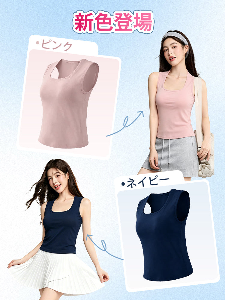 女性 タンク トップ ピンクとネイビー新色登場 VEIMIA