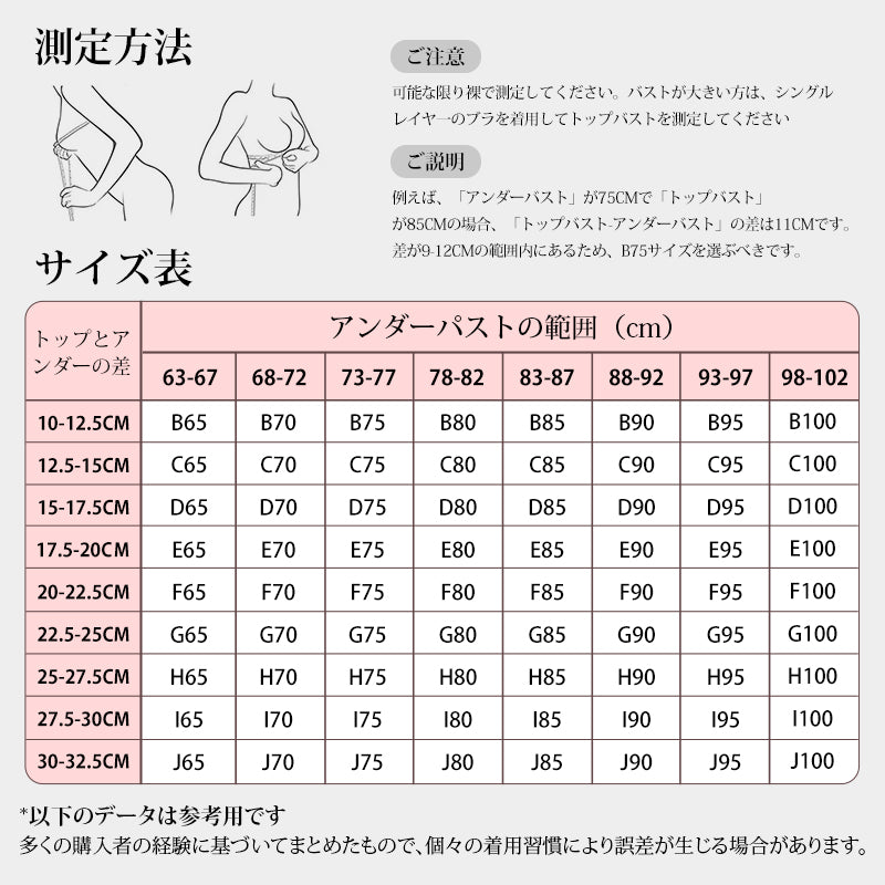 小さく見せるブラ サイズ表 VEIMIA