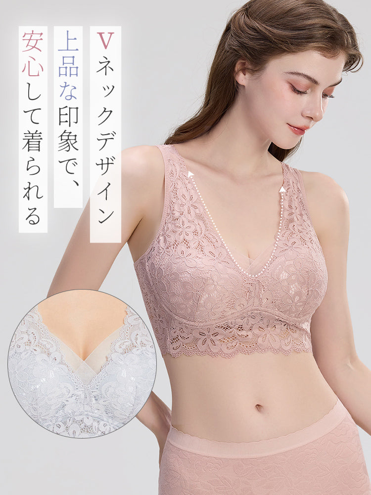 ナイトブラ Vネックデザイン、上品な印象で、安心して着られる ヴェーミア