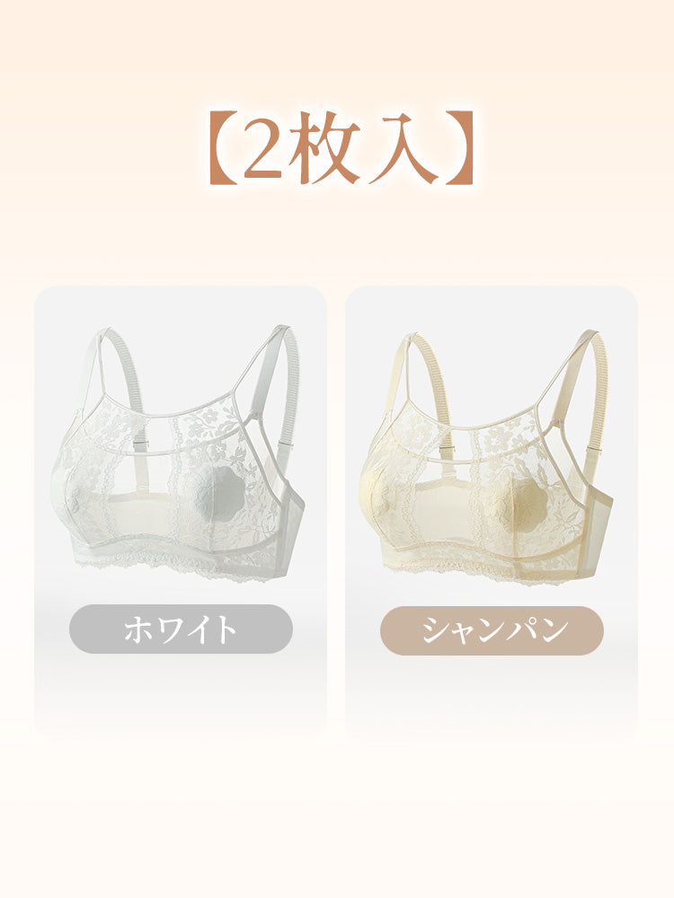 小さく 見せる ブラ 【2枚入】ホワイト&シャンパン VEIMIA