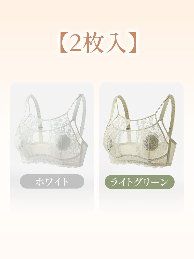 小さく 見せる ブラ 【2枚入】ホワイト&ライトグリーン VEIMIA