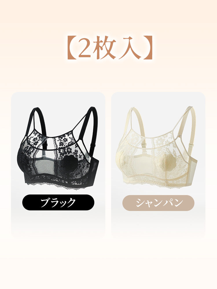 小さく 見せる ブラ 【2枚入】ブラック&シャンパン VEIMIA