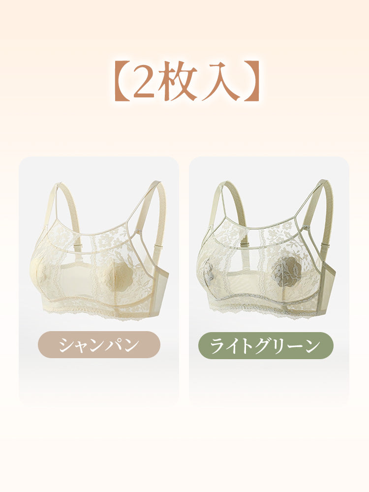 小さく 見せる ブラ 【2枚入】シャンパン&ライトグリーン VEIMIA