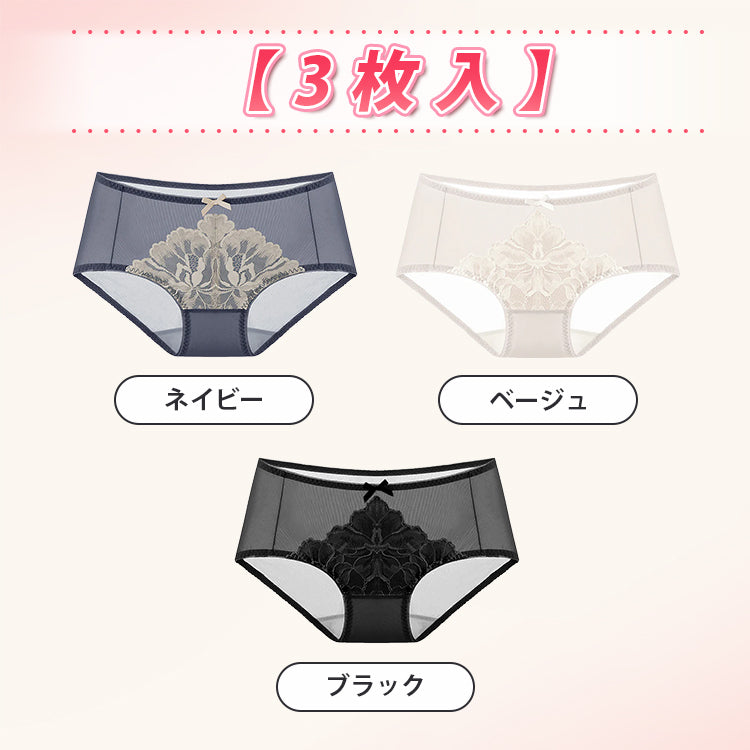 女性ショーツ 【3枚入】ネイビー&ベージュ&ブラック ヴェーミア