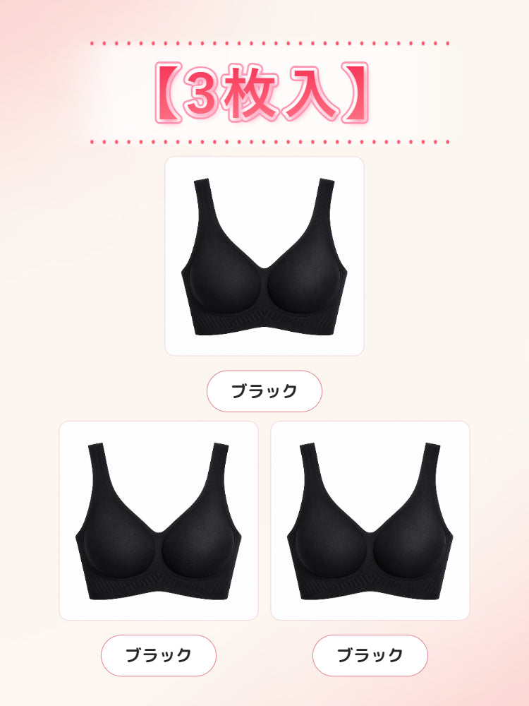 大きい サイズ ブラ 【3枚入】ブラック3 ヴェーミア