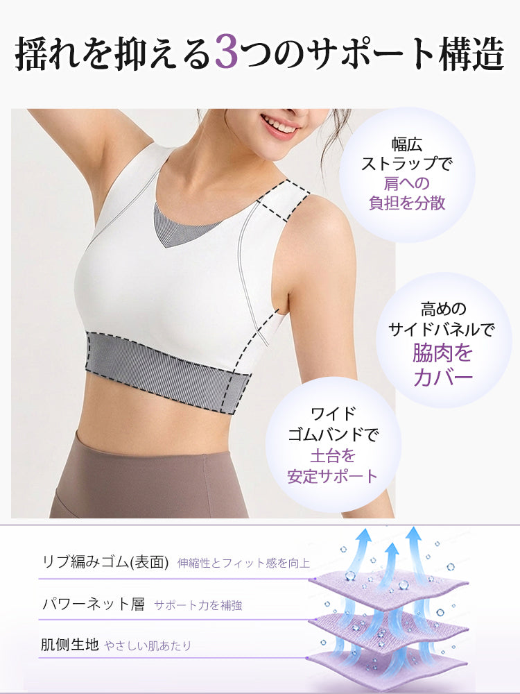 スポーツ 下着 3つのサポート構造で揺れを抑える veimia