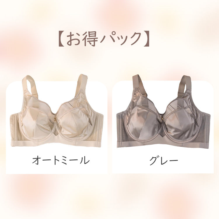 ブラジャー 小さく見せる 【お得2点入】オートミール&グレー ヴェーミア