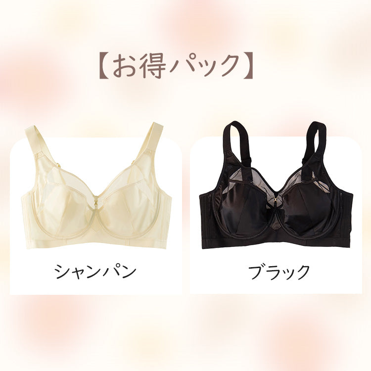 ブラジャー 小さく見せる 【お得2点入】シャンパン&ブラック ヴェーミア