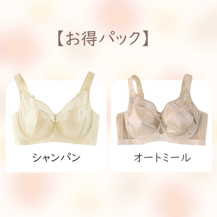 ブラジャー 小さく見せる 【お得2点入】シャンパン&オートミール ヴェーミア