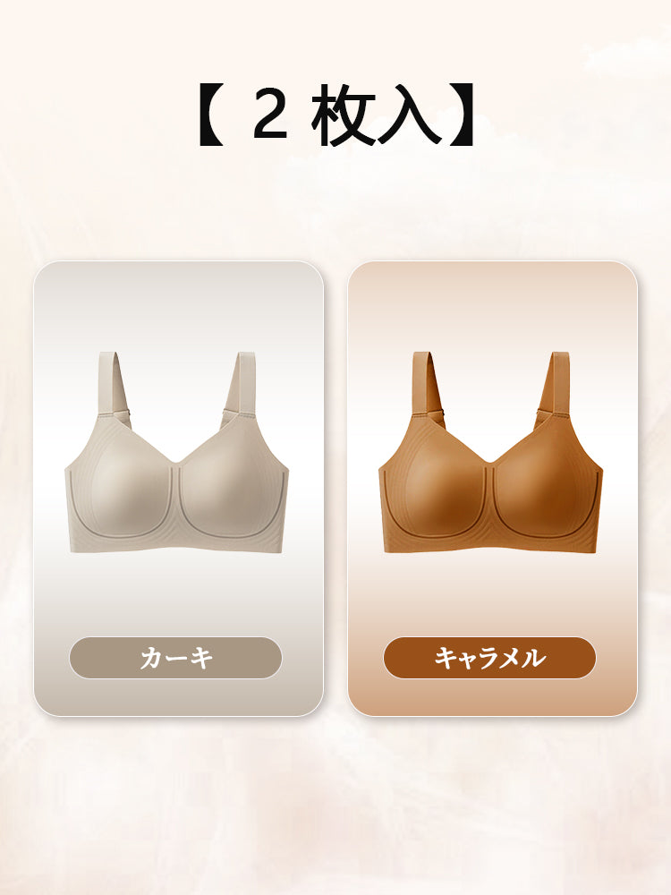 胸が小さく見えるブラ 【2枚入】カーキ&キャラメル VEIMIA