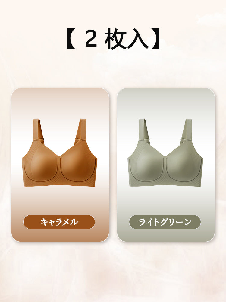 胸が小さく見えるブラ 【2枚入】 キャラメル&ライトグリーン VEIMIA