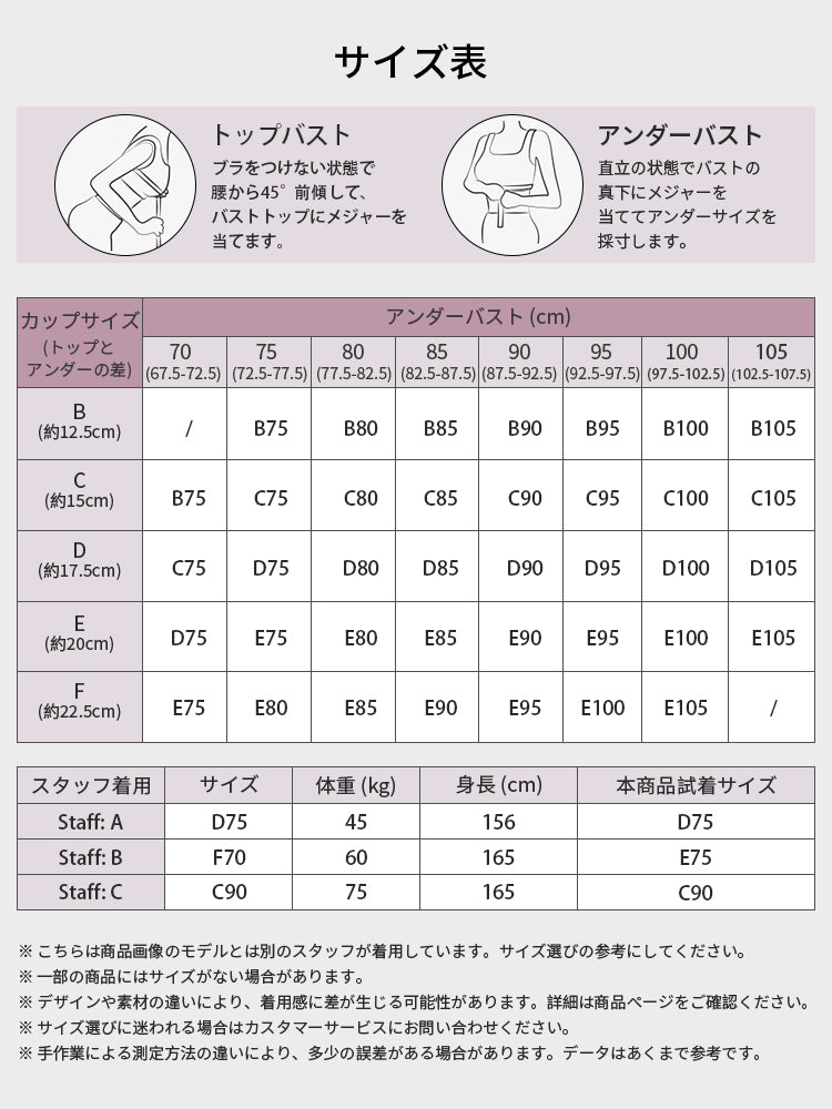 大きい サイズ ブラ サイズ表 ヴェーミア