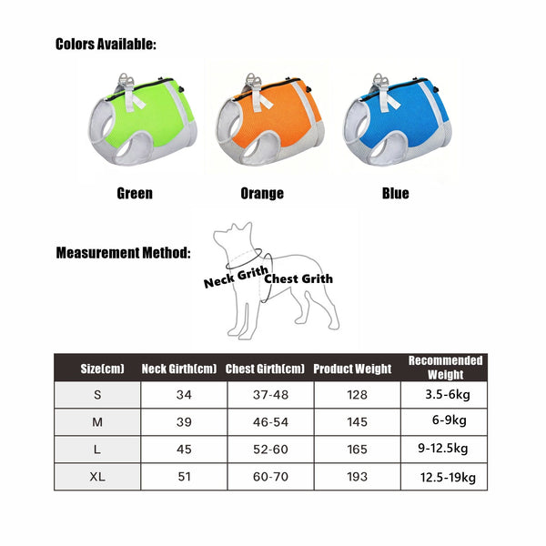 Dog Cooling Harness Vest – Breathable Summer Cooling Dog Vest with Reflective Strips