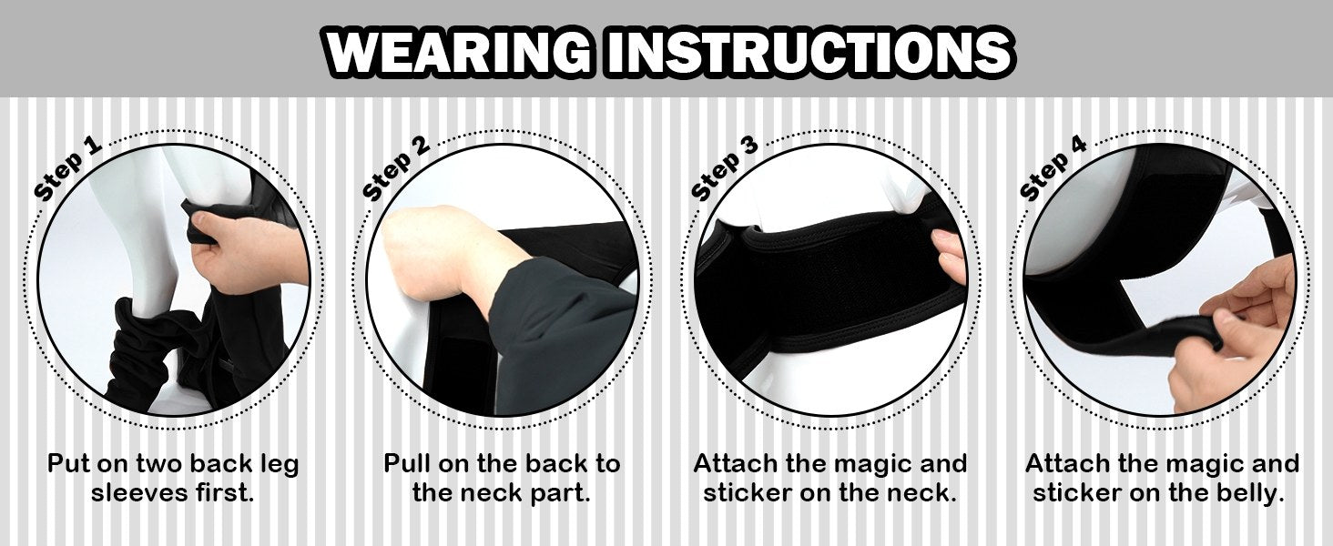 wearing instruction of Hind Leg Recovery Suit for Dogs