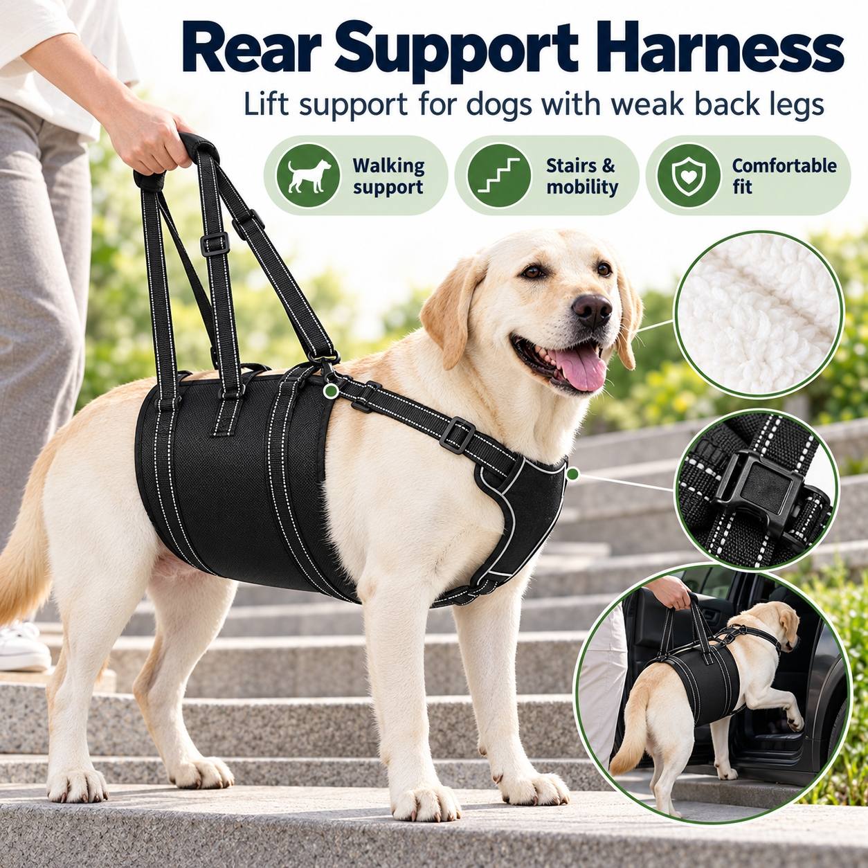 Rear Support Harness for dogs with weak back legs during walking and mobility support