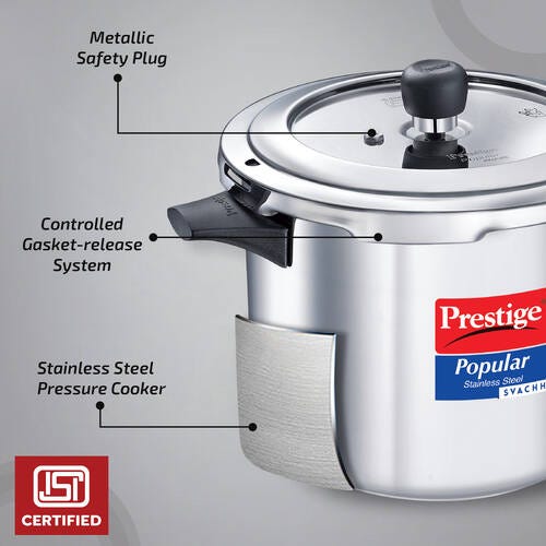 Prestige Popular Svachh Stainless Steel Pressure Cooker Combi Pack