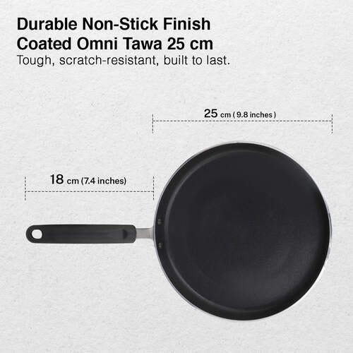 Prestige Omega Deluxe Aluminium Induction Base Non-Stick Omni Tawa, (Red)