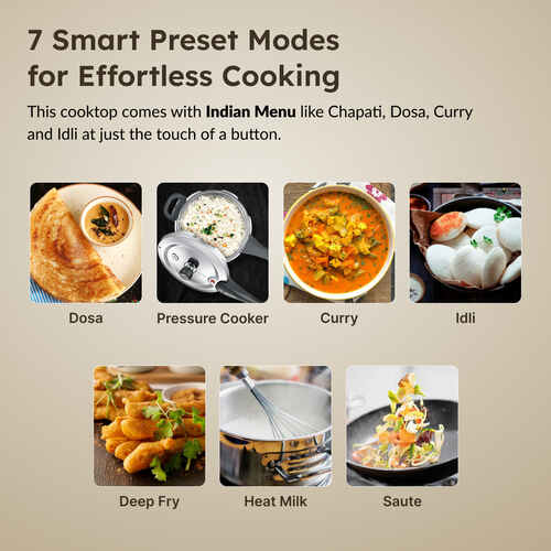 Prestige PIC 2.0 V2 Induction Cooktop 2000W with Indian Menu Options (Black)