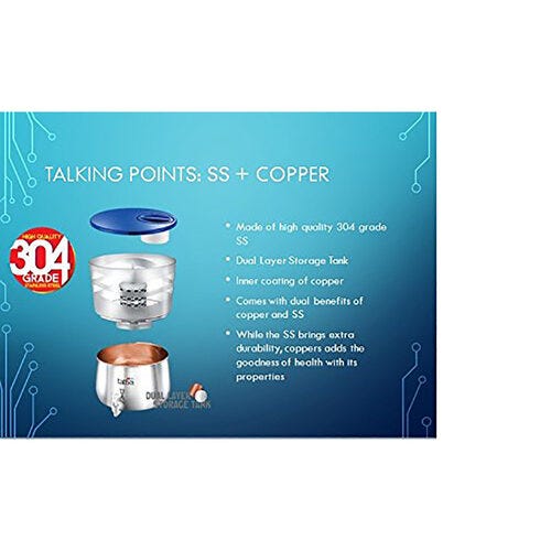 Prestige CleanHome Tattva 1.0 Stainless Steel Water Purifier, 16 L (Silver, Blue)