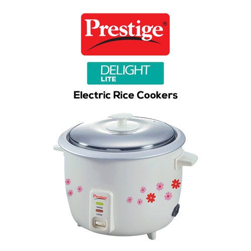 Prestige Delight Lite 1.8-2 SR Electric Rice Cooker 1.8L with Starch Reducer (White)