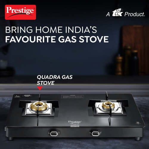 Prestige Quadra Gas Table with Powder Coated Body Glass Top