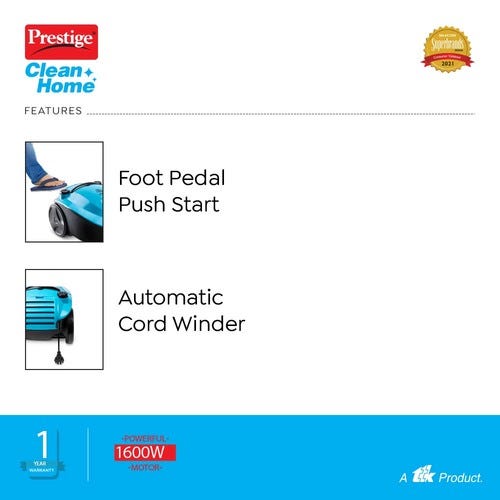 Prestige CleanHome Typhoon 04 Light Weight Vacuum Cleaner 1600 W (Blue)