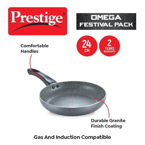 PRESTIGE OMEGA GREY GRANITE ALUMINIUM NON-STICK COOKWARE 3 PCS FESTIVAL PACK