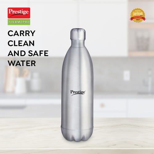 Prestige Thermopro PWSL 2 Stainless Steel Vacuum Water Bottle, (Silver)