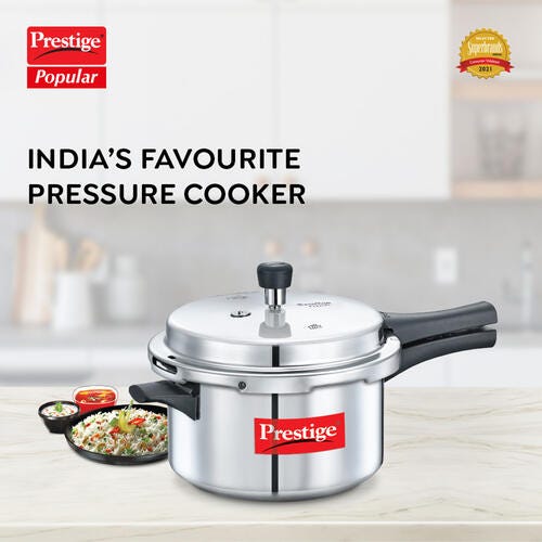 Prestige Popular Virgin Aluminium Precision Weight Valve Pressure Cooker, 4 L (Silver)