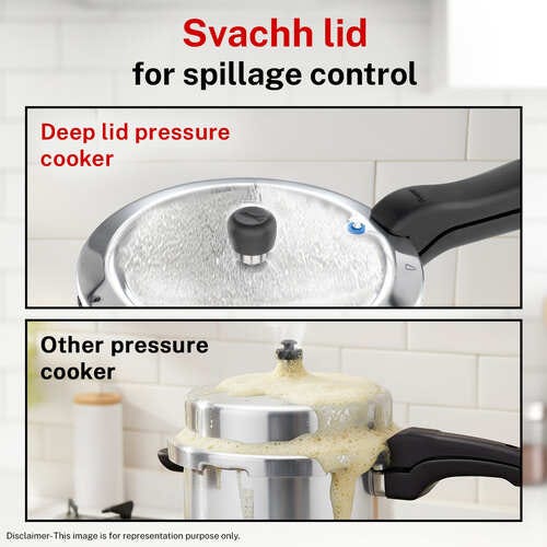 Prestige Svachh Aluminium Anti Bulge Gas and Induction Compatible Pressure Cooker Combo 5 L and 3 L (Silver)