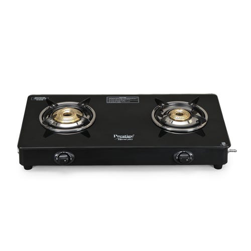 Prestige Marvel Glass Top Gas Stove (2 Burners) with Auto Ignition | Trip-pin Burners | Additional Drip Tray