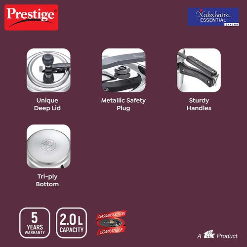 Prestige Nakshatra Essential Svachh Stainless Steel Pressure Cooker