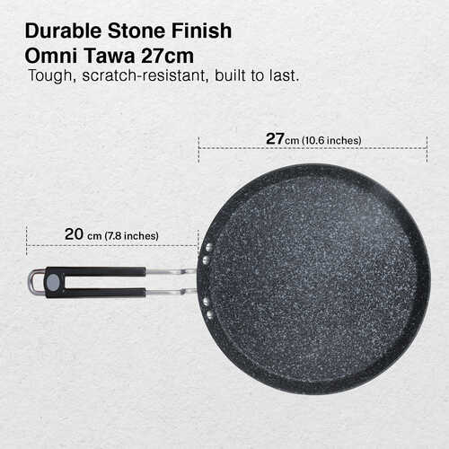 Prestige Durastone Hard Anodised 6 Layer Non-Stick Omni Tawa, 27 cm (Black)
