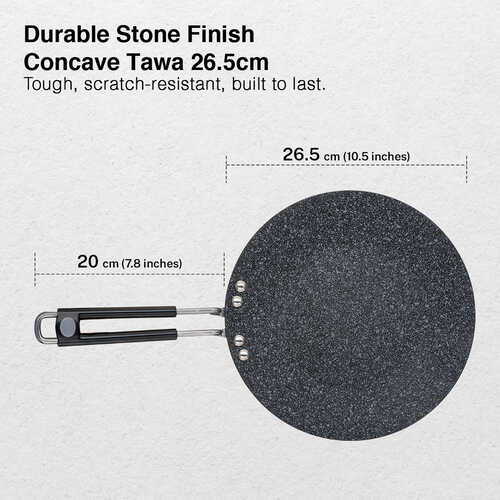 Prestige Durastone Hard Anodised 6 Layer Non-Stick Concave Tawa, 26.5 cm (Black)
