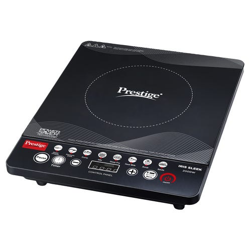 Prestige Iris Sleek 2000 Watts Induction Cooktop-Individual Touch Buttons| 4KV Surge Protection | 8 Preset Indian Menu Options & Timer | Automatic Voltage Regulator | 1Y Warranty | Black|BIS Certified