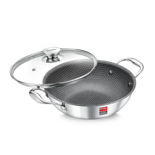 Prestige TRIPLY HexaMagic Kadai | Durable Honeycomb Non-Stick Structure | Low Oil Consumption | Metal Spoon Friendly | Gas & Induction Compatible | 15Y Product & 3Y Coating Warranty| ISI