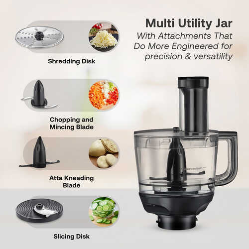 Prestige Prisma Pro 750W 5 Jars Mixer Grinder|Stainless Steel Jars 3U, Multi Utility Jar 1 U, & Juice Jar 1 U|6 Super-Efficient Blades|Black & Silver