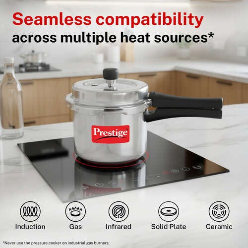 Prestige Popular Plus Svachh Virgin Aluminium Spillage Control Pressure Cooker, 3 L (Silver)